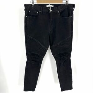 PacSun Jeans Stacked Skinny Mens 34x30 Black 5-Pocket Moto Ripped Knee Punk